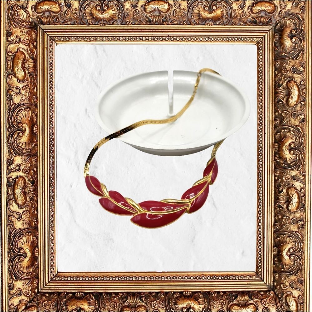 Trifari Gold & Red Necklace
